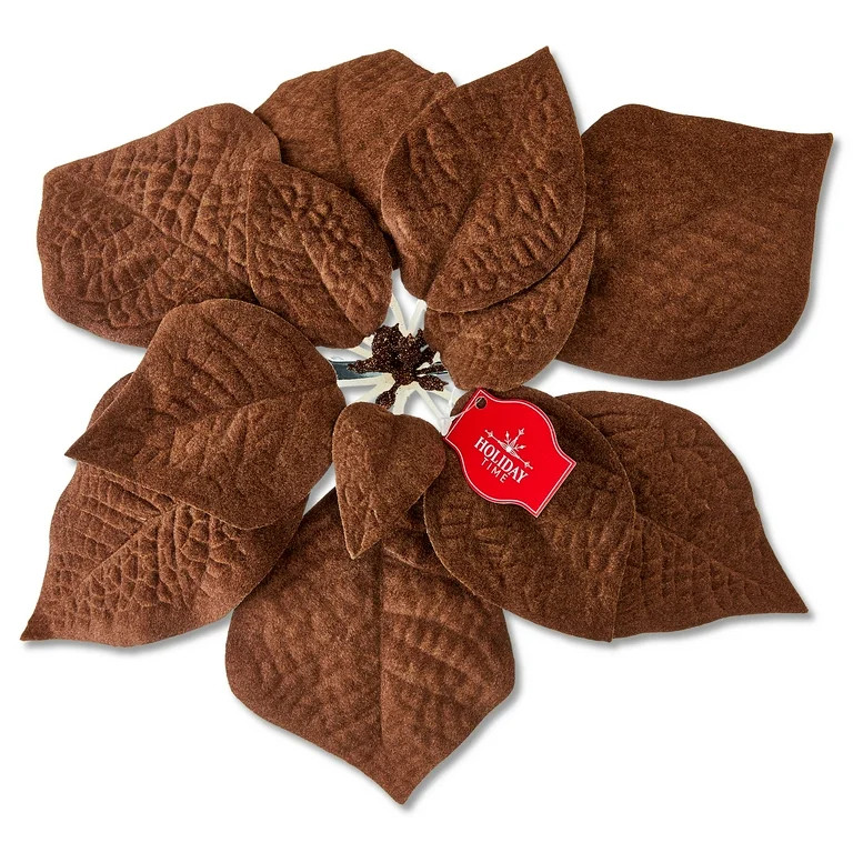 Poinsettia Christmas Clip Ornament, Brown, 11", by Holiday Time | Walmart (US)