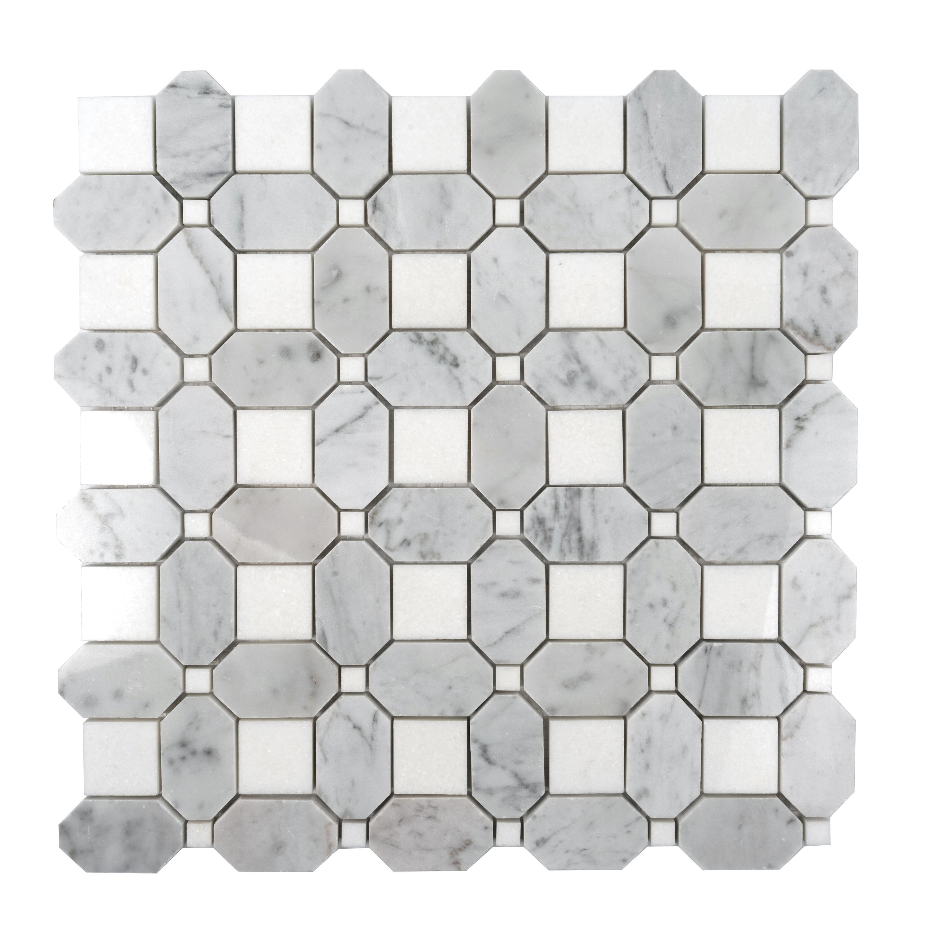 Apollo Tile Thassos, Bianco Carrara Marble White 12-in x 12-in Polished Natural Marble Mosaic Floor and Wall Tile ( 5.168-sq ft Carton ) | Lowe's