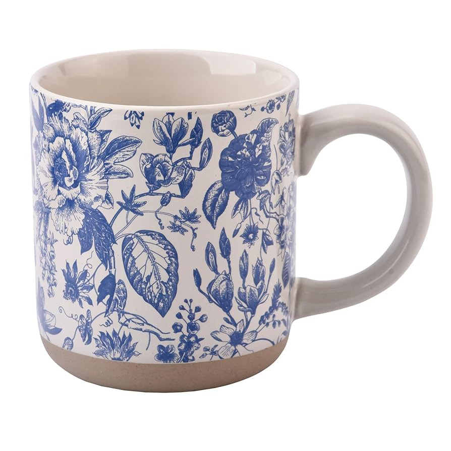 Sweet Water Decor Blue Delft Stoneware Coffee Mugs - 14oz Cute Coffee Mugs for Hot & Cold Drinks ... | Amazon (US)