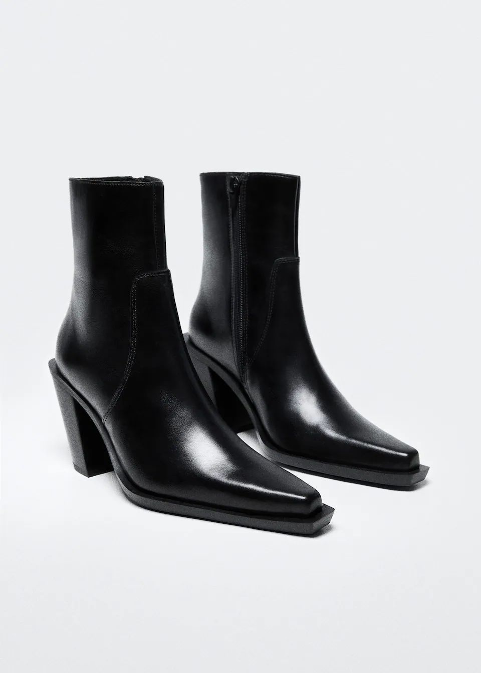 Leather pointed ankle boots | MANGO (US)