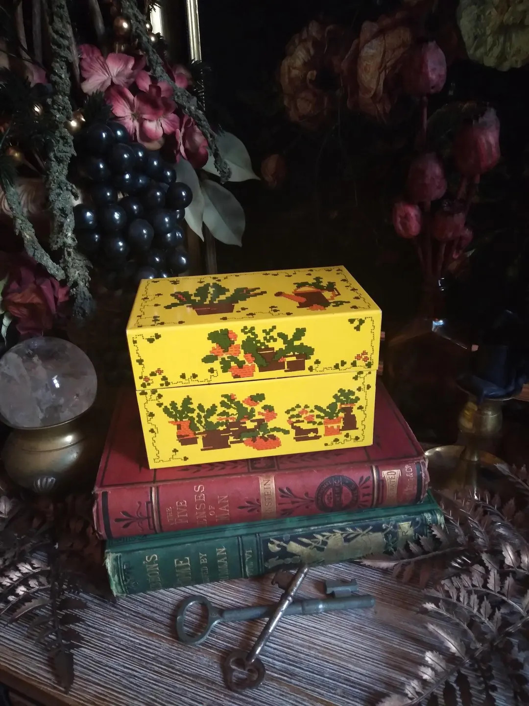 Vintage Rustic Yellow Metal Recipe Box / Farmhouse Primitive Organization / Mid Century / Herb Tr... | Etsy (US)