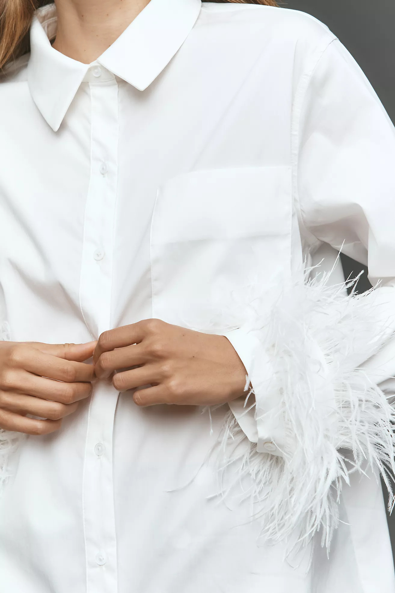 English Factory Faux-Feather Buttondown Shirt | Anthropologie (US)