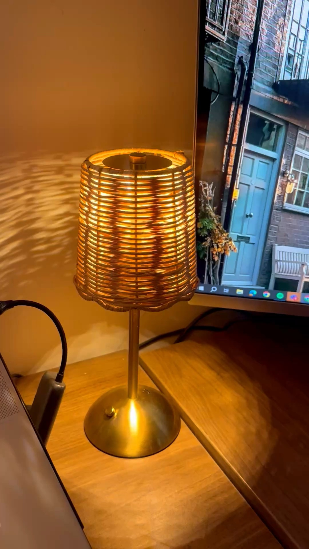$10 Walmart find. Walmart lamp. Rechargeable lamp. Office lamp. Desk lamp. Desk decor. Rattan style. rattan decor  

#LTKHome #LTKU #LTKFindsUnder50