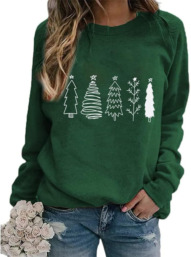 Ykomow Snowman Wine Cheers Sweatshirts Women Long Sleeve Christmas Graphic Tees Funny Xmas Tops | Amazon (US)