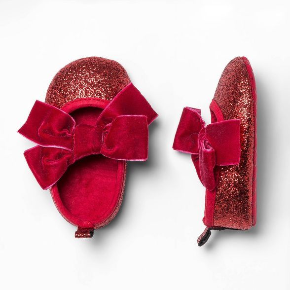 Baby Girls' Sparkle Mary Jane Flats - Cat & Jack™ Red | Target