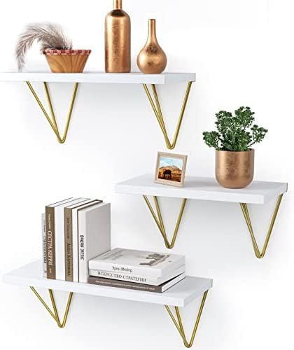 AMADA HOMEFURNISHING Floating Shelves, White Wall Shelves for Bedroom, Living Room, Bathroom, Kit... | Amazon (US)