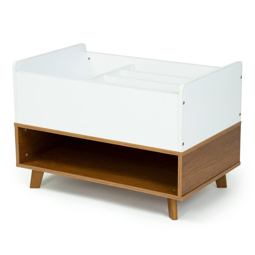 Morgan Mid-Century Bookshelf Caddy and Toy Storage with Shelf Wood/White - Humble Crew | Target