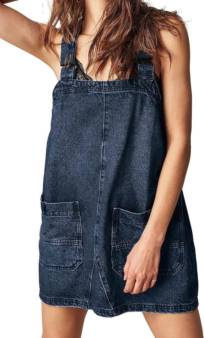 Womens Denim Overalls Dress Casual Summer Loose Bib Rompers Jumpers Adjustable Straps Jean Overal... | Amazon (US)