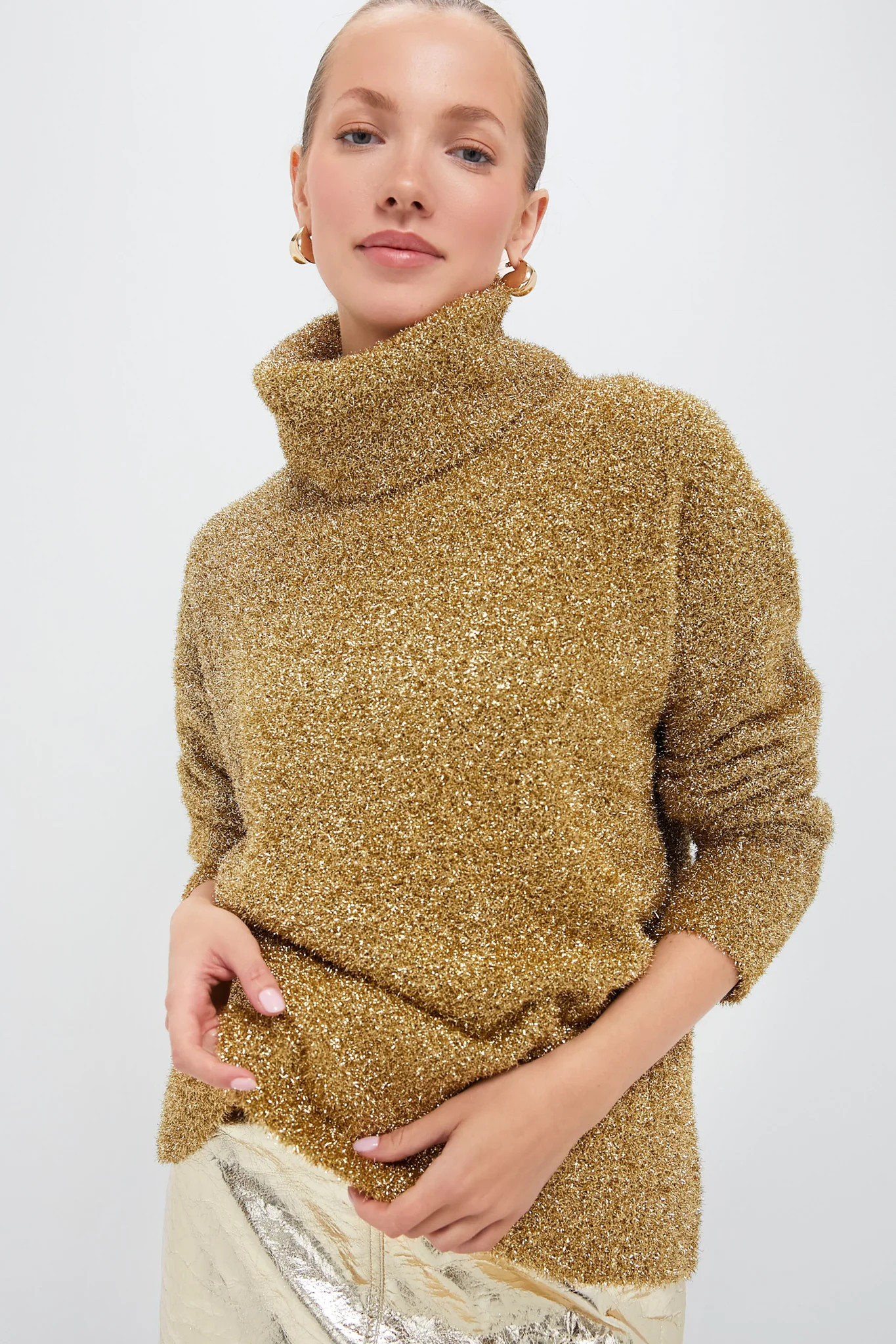 Gold Metallic Gretchen Turtleneck | Tuckernuck (US)