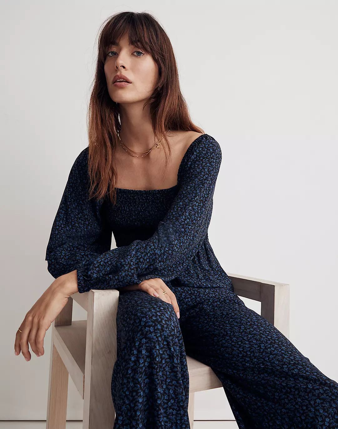 Lucie Tie-Back Long-Sleeve Jumpsuit in Carmine Floral | Madewell