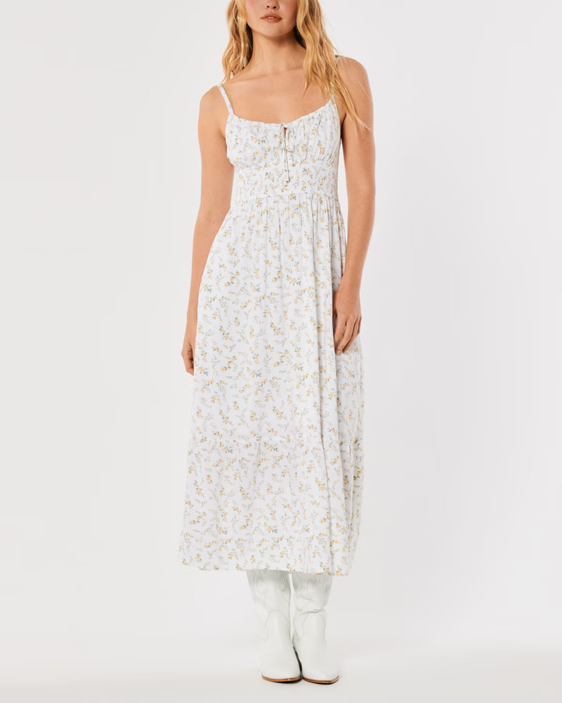 Smocked Waist Tie-Back Midi Dress | Hollister (EU)
