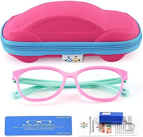 Kids Blue Light Glasses with Cute Car Case , UV400 Protection,Anti Blue Ray Computer Game Glasses | Amazon (US)