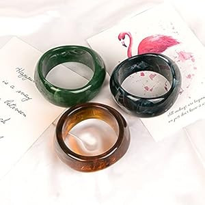 Chunky Acrylic Cuff Bangle Bracelet Scales Stretch Bangle Colorful Irregular Geometric Resin Acet... | Amazon (US)