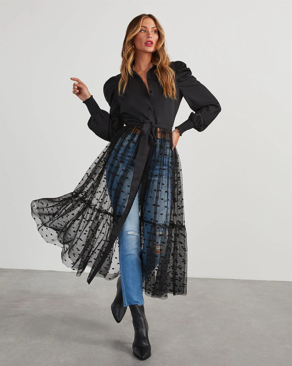 Normandy Polka Dot Mesh Midi Dress | VICI