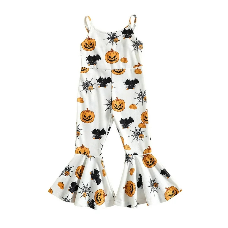Toddler Baby Girls Sleeveless Bell Bottoms Jumpsuit Overalls Summer Outfits | Walmart (US)