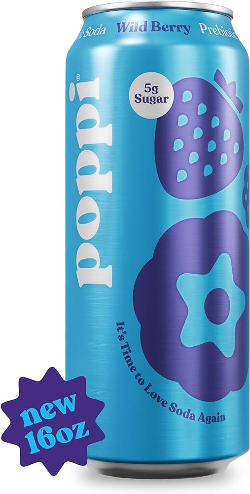 POPPI 16oz Sparkling Prebiotic Soda, Beverages w/Apple Cider Vinegar, Seltzer Water & Fruit Juice... | Amazon (US)