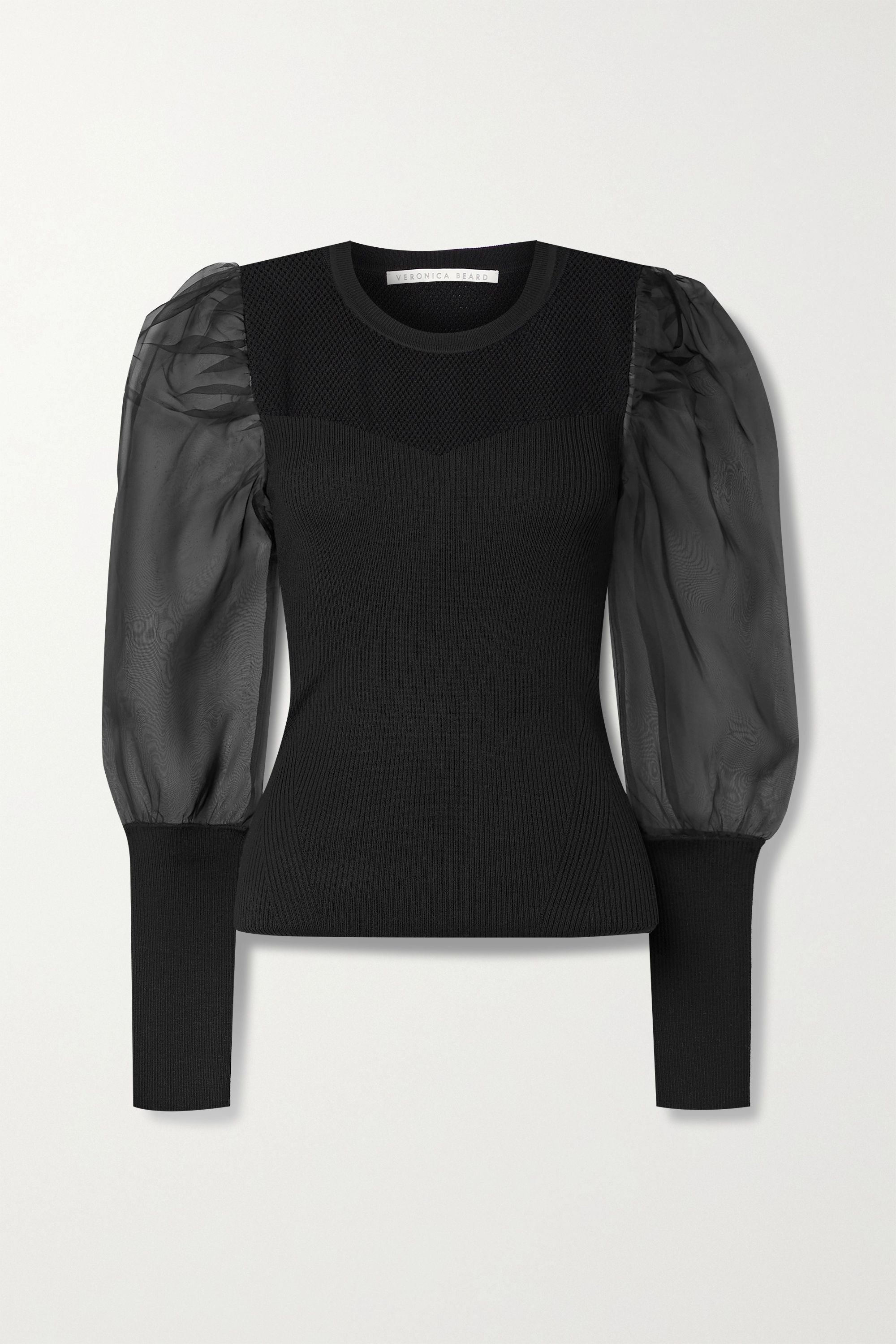 Leila ribbed merino wool-blend and silk-organza sweater | NET-A-PORTER (US)