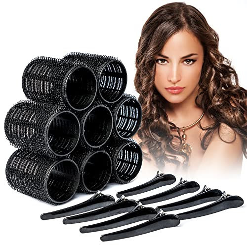 Heatless Hair Rollers - Self Holding Velcro Curlers for Long-Short Hairs-Gripping Sticky Hair Curler-Curling Tool-Black Rollers. (44mm*16) | Amazon (US)