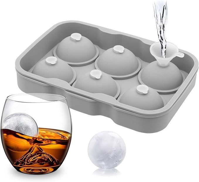 Ecurfu Ice Cube Trays, Silicone Sphere Ice Ball Maker with Funnel & Large Square for Cocktails & ... | Amazon (US)
