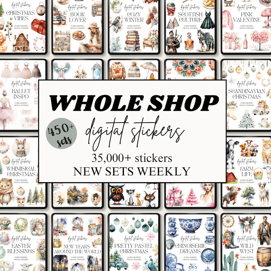 Whole Shop Digital Stickers, Goodnotes Pre-cropped Stickers, Notability Scrapbooking Embellishmen... | Etsy (US)