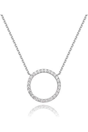 Sterling Silver 5A Cubic Zirconia CZ Small Open Eternity Circle Dainty Pendant Necklace Earrings ... | Amazon (US)