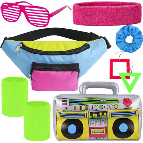 YAROMO 80s Women Workout Outfit, 80s 90s Accessories Headband Wristband Fanny Pack | Amazon (US)