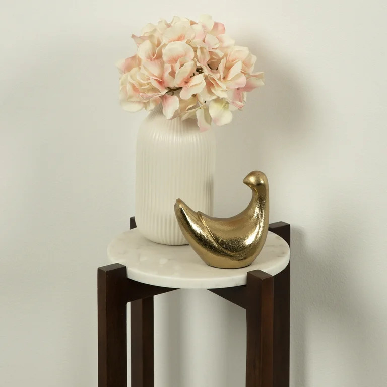 Better Homes & Gardens 8.5" Ribbed Cream Ceramic Vase | Walmart (US)