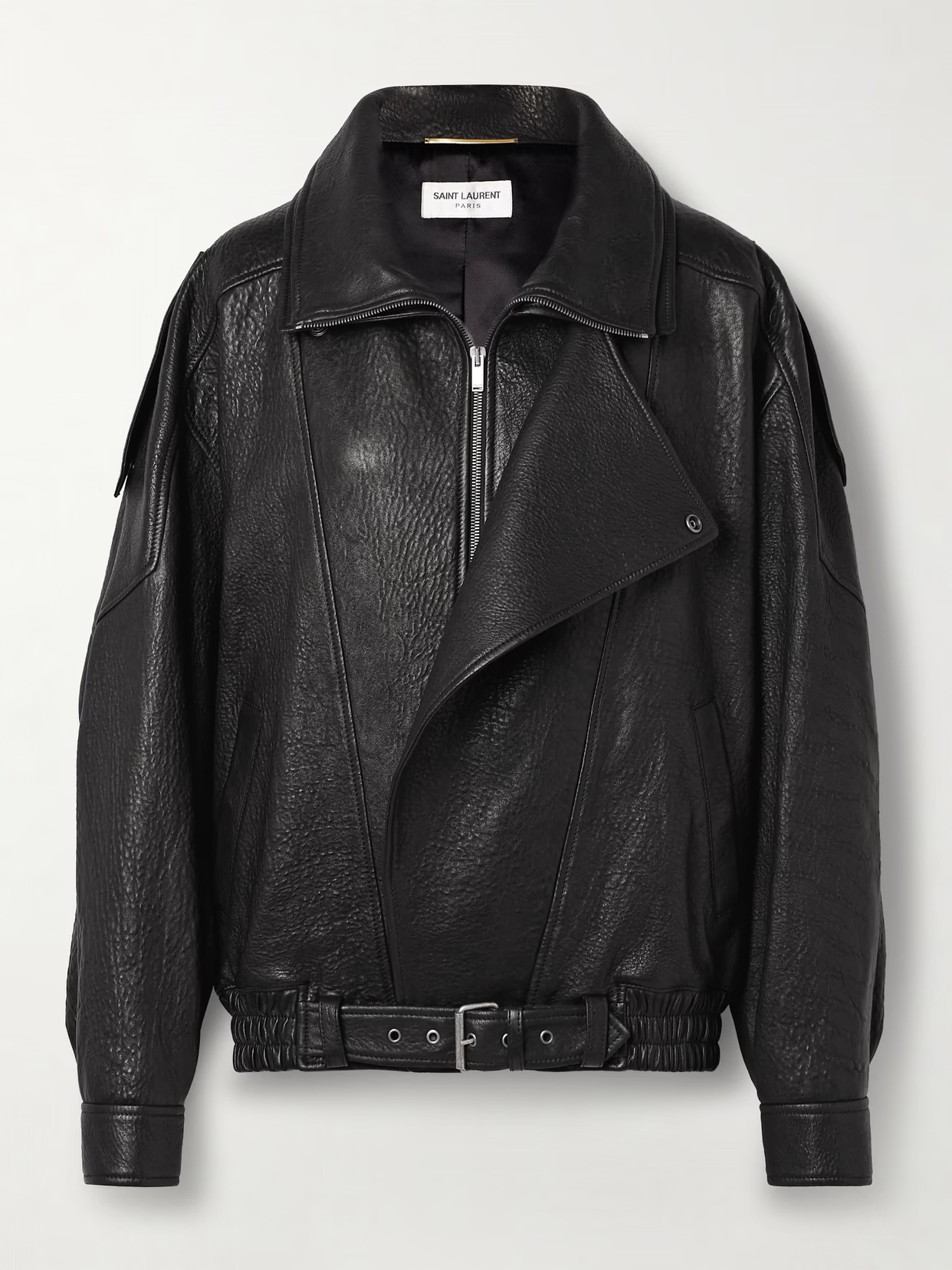 SAINT LAURENT - Oversized Textured-leather Jacket - Black | NET-A-PORTER (US)