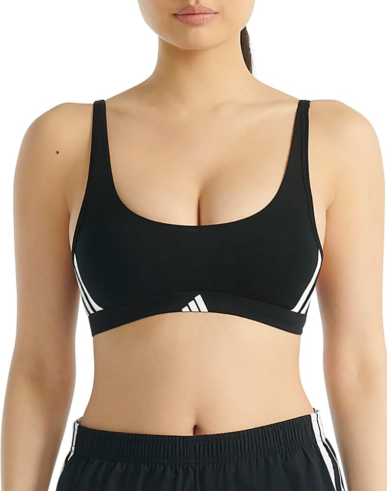 adidas Women's 3 Stripes Active Essentials Cotton Scoop Bralette with Removable Cookies | Amazon (US)