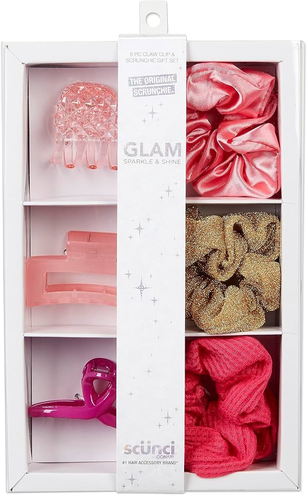 Scunci by Conair Teen Girl Holiday Gift Set, Christmas Gift Box Under $20, Includes 3 Claw Clips ... | Amazon (US)