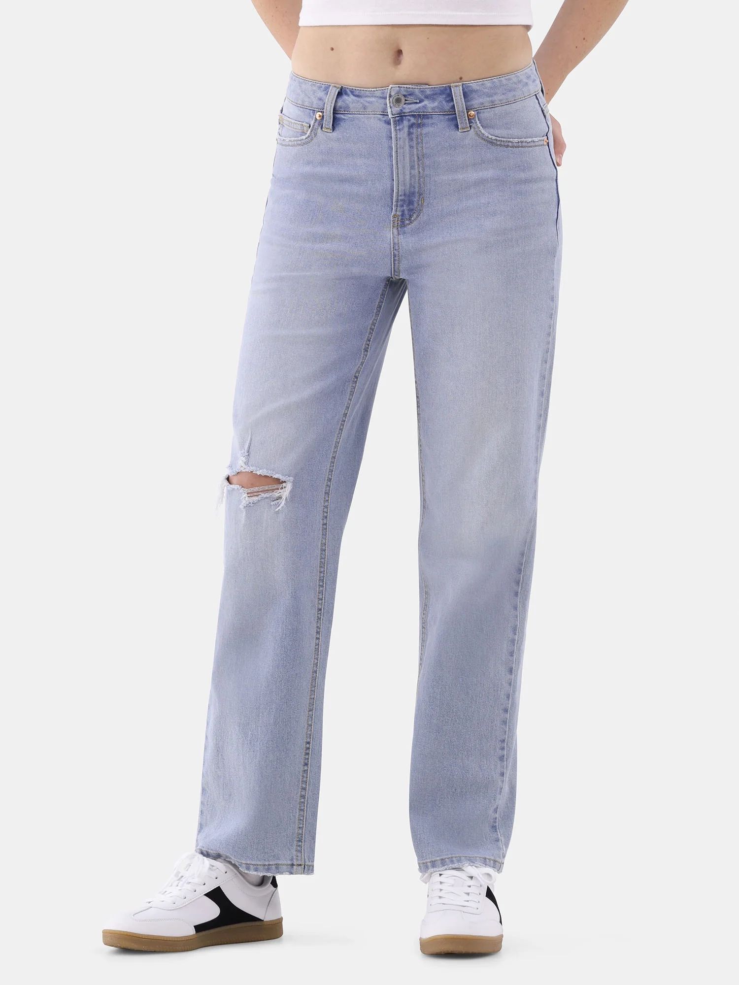 No Boundaries High Rise Straight Leg Jeans, Women's | Walmart (US)