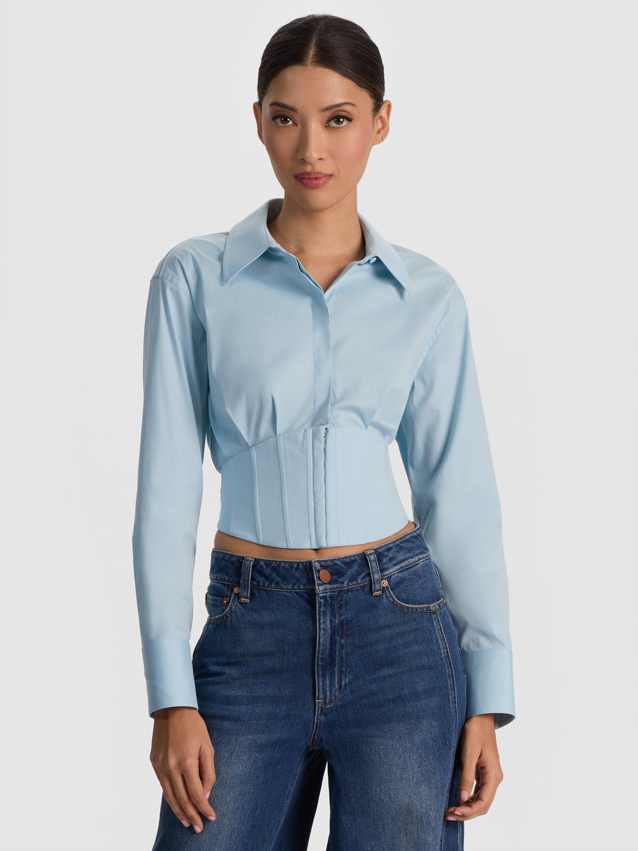 alice + olivia EDIE CORSET BUTTON DOWN | Alice + Olivia