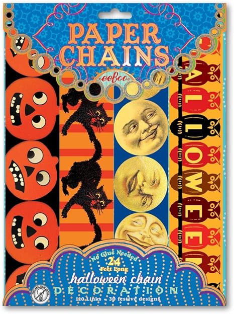 eeBoo: Halloween Paper Chain - 120 Links, Paper Chain when Completed is 24 Feet Long, Four Differ... | Amazon (US)