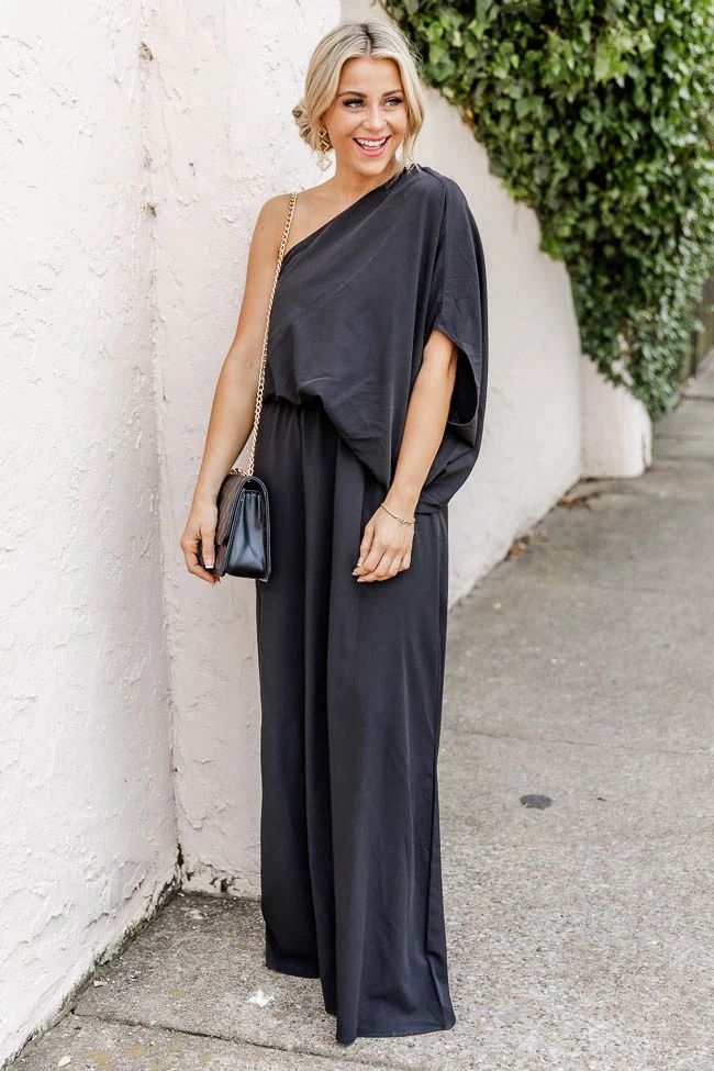 Found My Forever Black One Shoulder Maxi Dress | Pink Lily