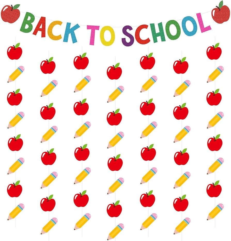 Pre-Strung Back to School Party Banner with Apple and Pencil Garlands Welcome Back to School Part... | Amazon (US)