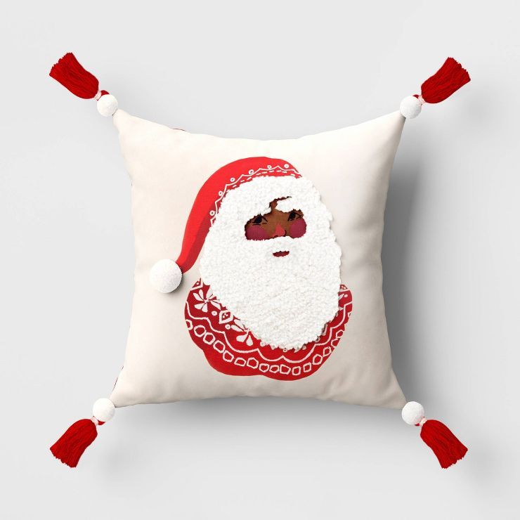 Santa Loop Tufted Square Christmas Throw Pillow Red - Threshold™ | Target