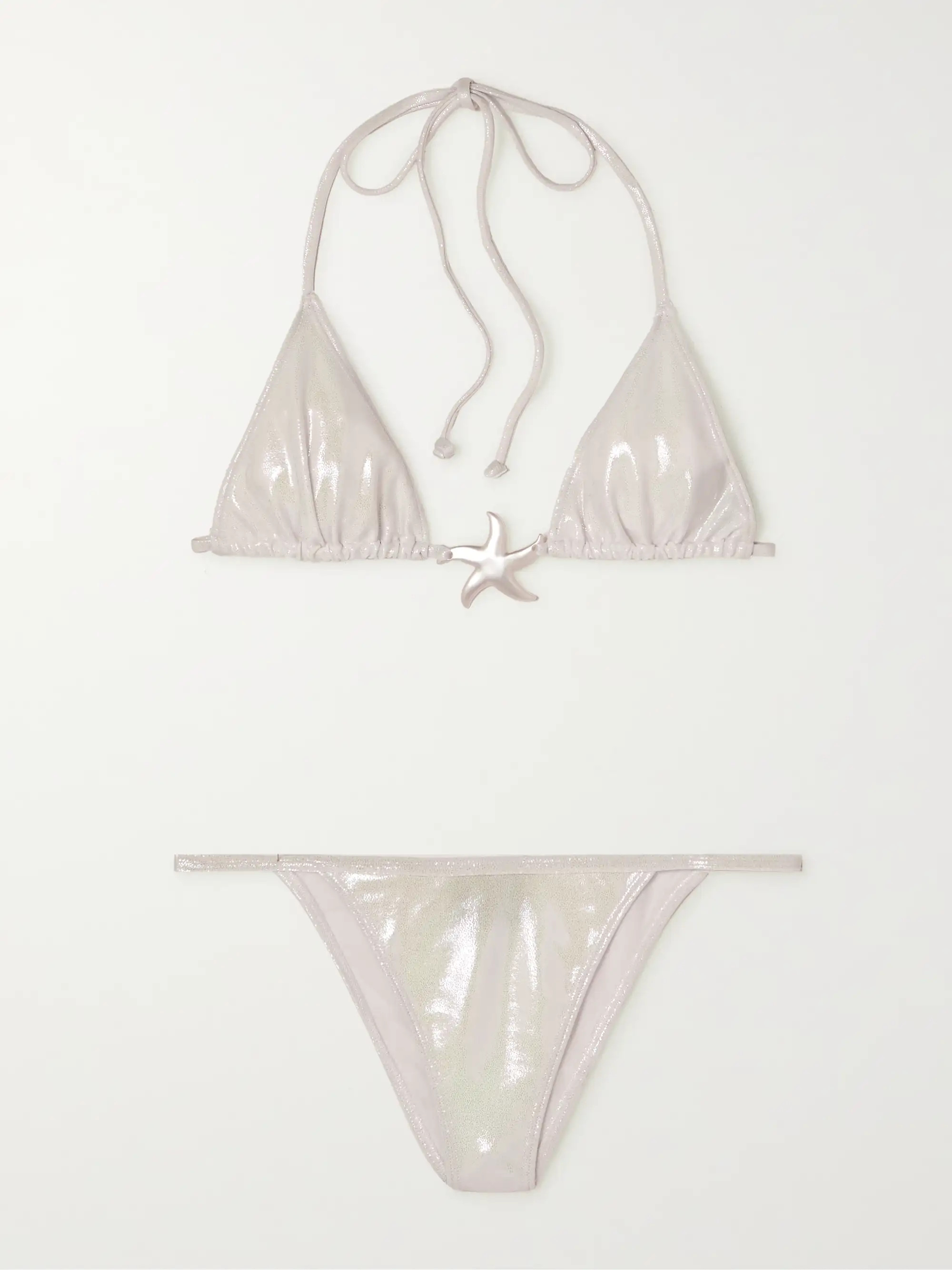 Star embellished iridescent stretch triangle bikini | NET-A-PORTER APAC