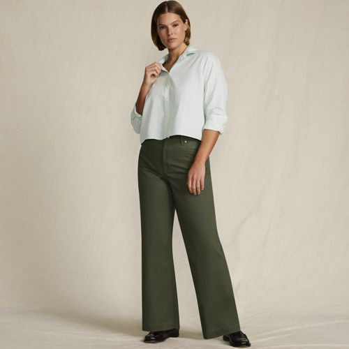 Women's Plus Size High Rise 5 Pocket Wide Leg Chino Pants - Lands' End - Red - 22W | Lands' End (US)