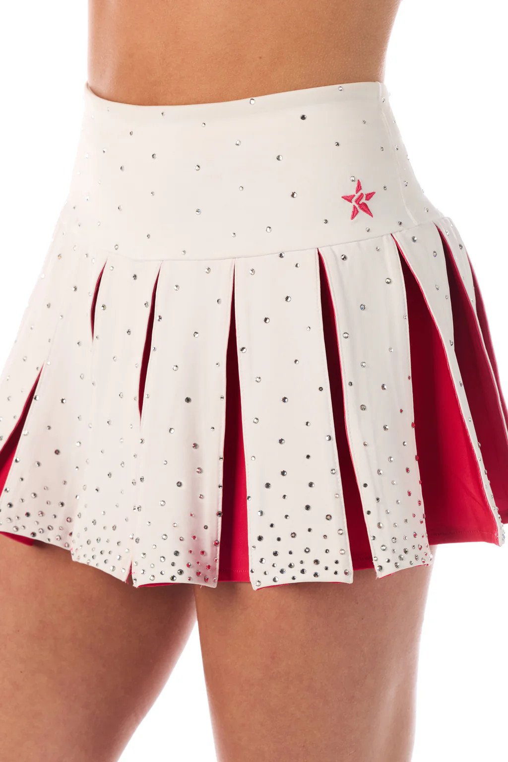 DCC Pop of Pink Pleated Skirt in White | Rebel Athletic