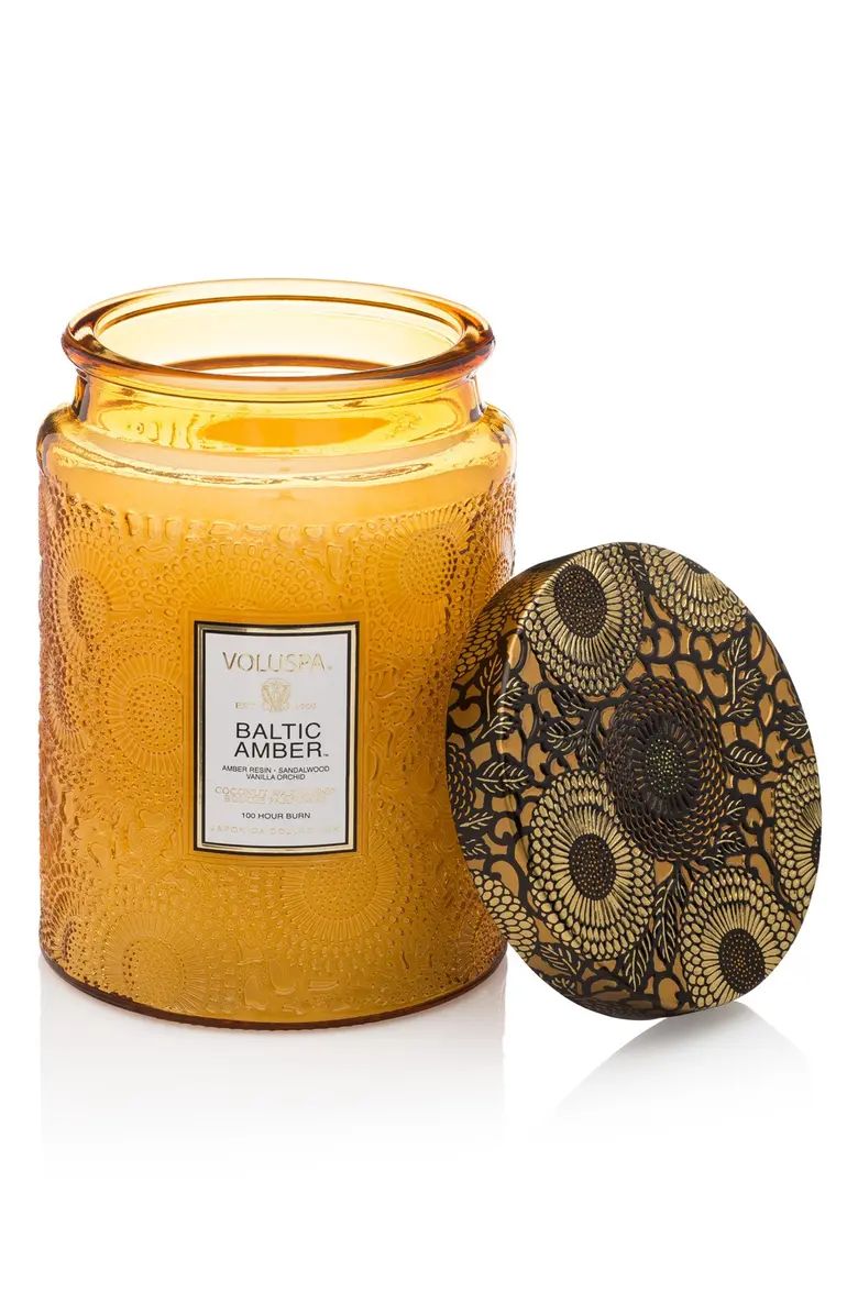 Baltic Amber Large Embossed Glass Jar Candle | Nordstrom