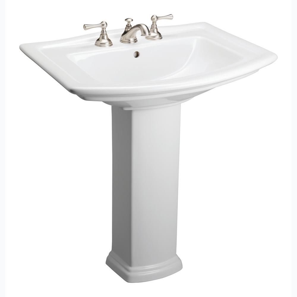 Washington 550 Vitreous China Pedestal Combo Bathroom Sink in White | The Home Depot