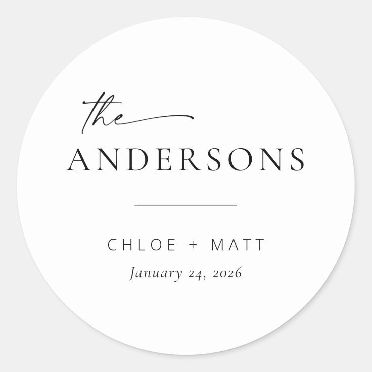 Chic + Simple Modern Script Wedding Favor Stickers | Zazzle | Zazzle