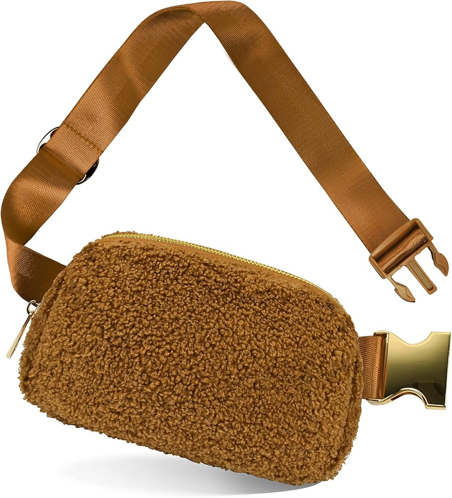 Sherpa Belt Bag for Women, Dtown Fleece Belt Bag with Adjustable Strap Metal Accessories Fashion ... | Amazon (US)