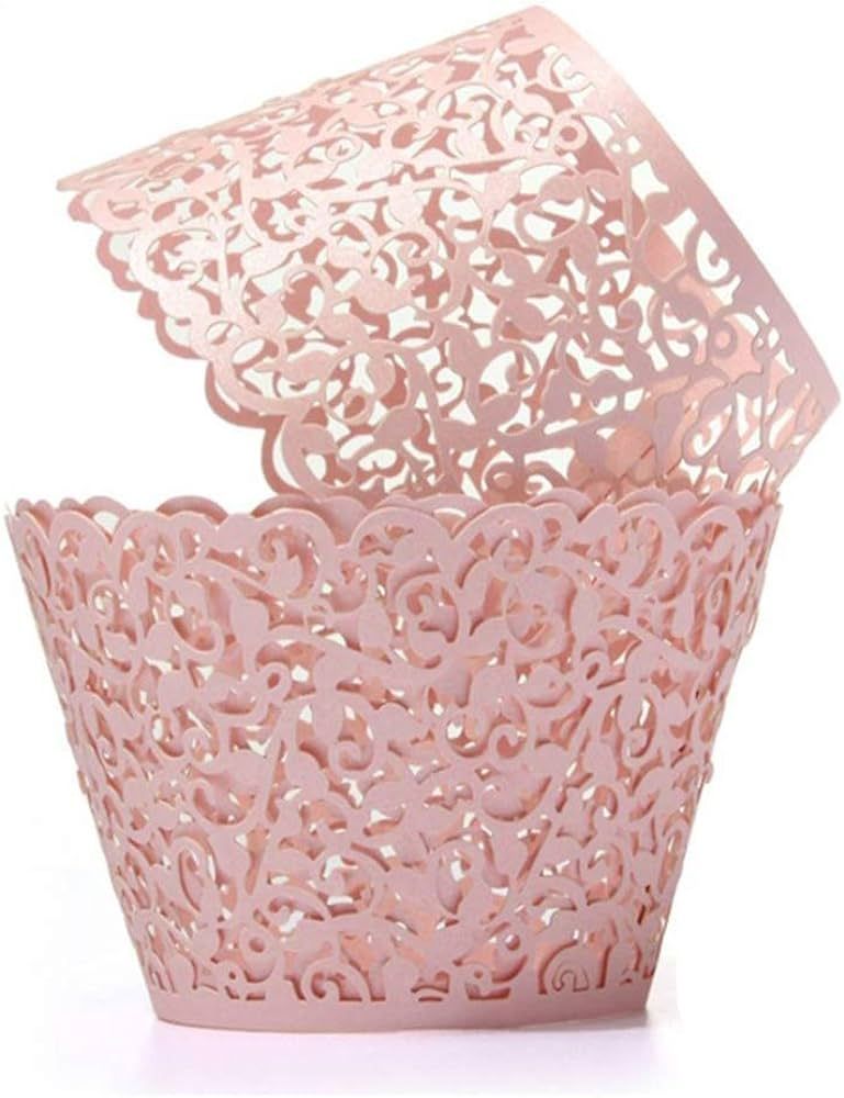 SUYEPER 100pcs Cupcake Wrappers Artistic Bake Cake Paper Cups Little Vine Lace Laser Cut Liner Ba... | Amazon (US)