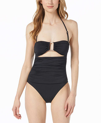 Women's Ruched Cutout Bandeau One-Piece Swimsuit | Macy's Canada