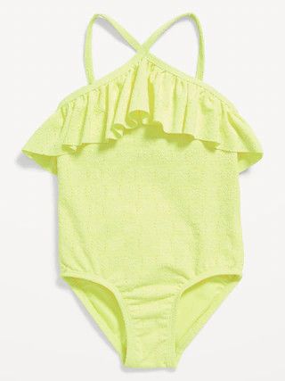 Floral-Eyelet Ruffle-Trim One-Piece Swimsuit for Toddler Girls | Old Navy (US)