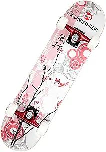 Punisher Girls Skateboard Complete with 31.5" x 7.75" Double Kick Concave Deck Canadian Maple ABE... | Amazon (US)