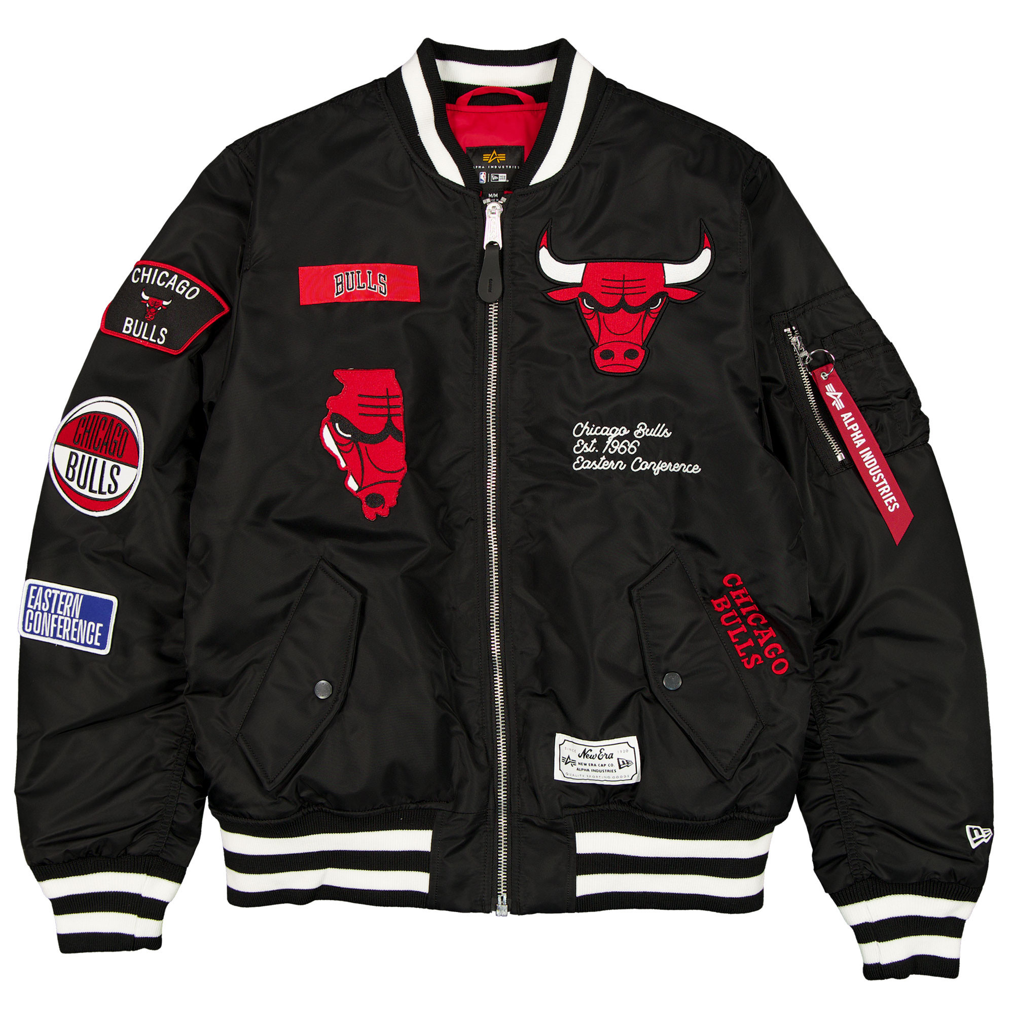 Men's New Era x Alpha Industries Black Chicago Bulls Full-Zip Bomber Jacket | Fanatics