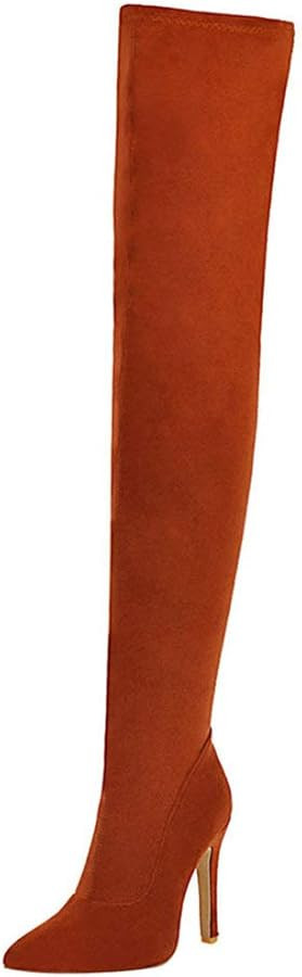 KOKOMOMO Womens Pointed Toe Stiletto Thigh High Heeled Over The Knee Stretch Boots | Amazon (US)