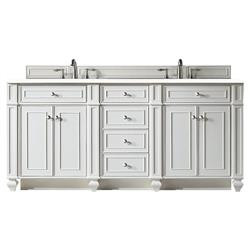 Fynn French Country White Zeus Quartz White Wood Double Vanity Sink - 72" | Kathy Kuo Home
